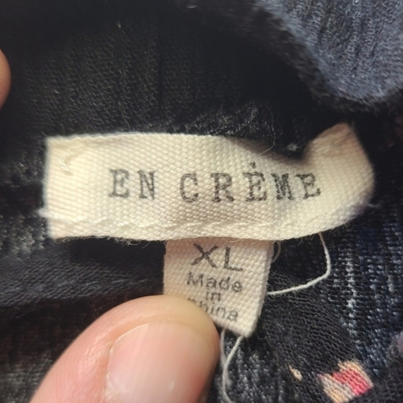 En Crème Floral Cold Shoulder Long Sleeve Black Romper Women’s XL Boho Chic - Picture 11 of 13